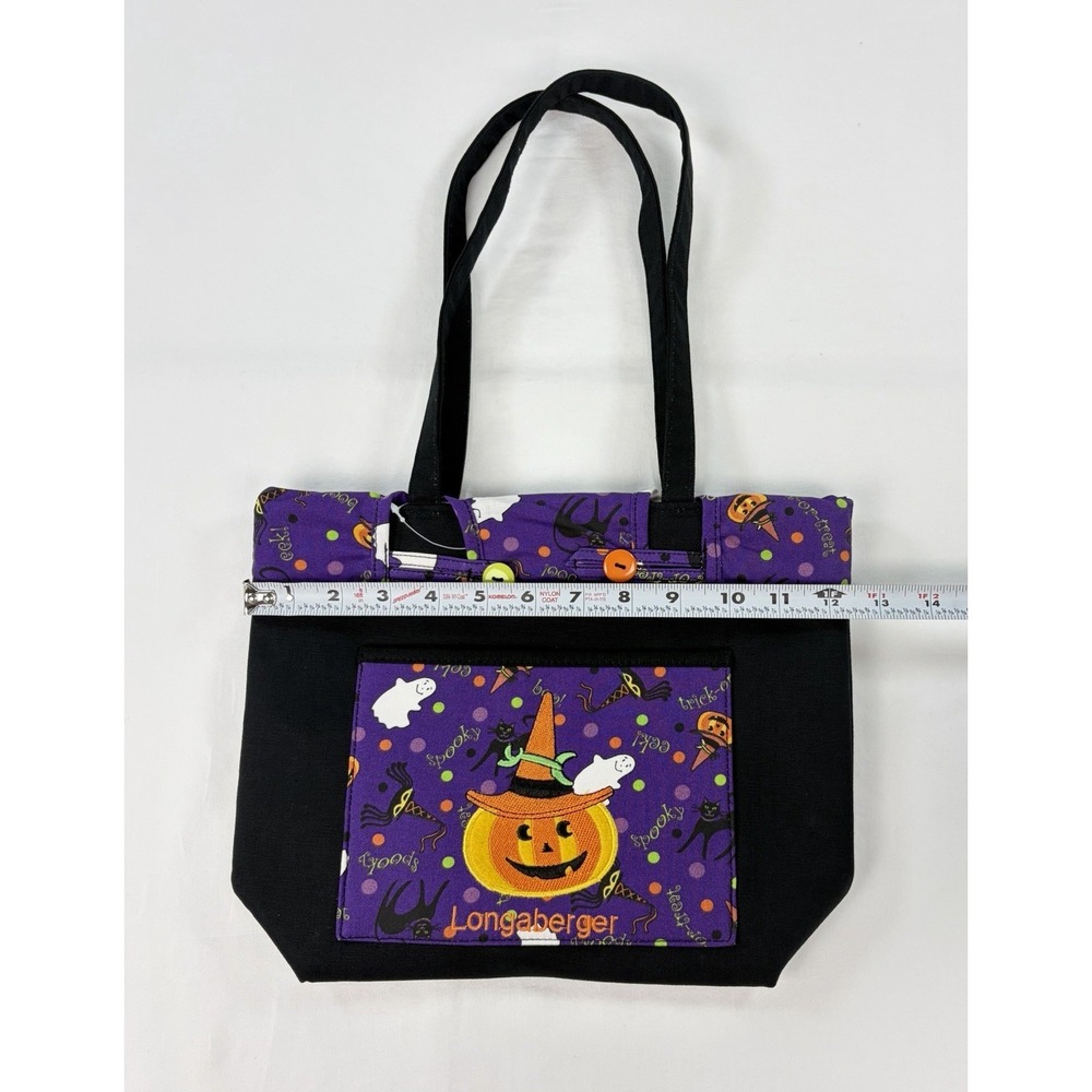 Vintage Longaberger Happy Halloween Small Shopper Tote Bag New Purple Pumpkin - Picture 6 of 9